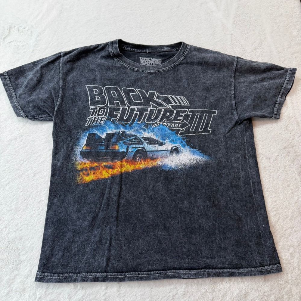 Back to the Future Part III Graphic Tee Unisex XS Black Good Acid Wash Doc Brown